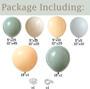 Dusty Green <strong>Balloon</strong> Arch Kit 162PCS <strong>Nude</strong> Sand White Neutral Apricot Matte <strong>Balloons</strong> for Baby Wedding Birthday Party Decoration - Product Image 2