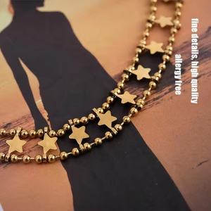 Nuevo Diseño, Collar de Doble Capa con Estrella de Cinco Puntas en Oro de 18k, Collar de Acero Inoxidable, Joyería de Acero Inoxidable - Product Image 5