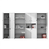 Archivador de Oficina de Madera con Puertas de Vidrio Transparente, Candado, Diseño Moderno y Simple, Librero de Almacenamiento para Uso Comercial