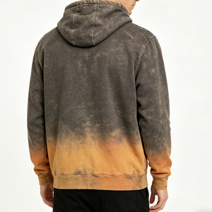 XINGE Sweat à capuche zippé personnalisé avec lettres dégradées, effet délavé vintage, style streetwear, pour la vente en gros - Product Image 3