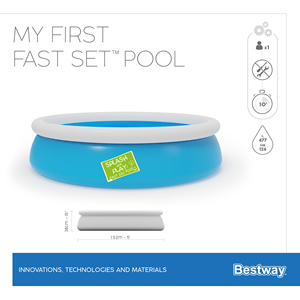 Bestway 57241 My First Fast Set <span class=keywords><strong>Piscine</strong></span> <span class=keywords><strong>Gonflable</strong></span> Ronde en PVC 1.52 <span class=keywords><strong>m</strong></span> X 38 cm Mini <span class=keywords><strong>Piscine</strong></span> Extérieure pour Enfants - Product Image 4