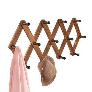 Crochets muraux extensibles <span class=keywords><strong>en</strong></span> <span class=keywords><strong>accordéon</strong></span> marron vintage pour chapeau et <span class=keywords><strong>manteau</strong></span> - Product Image 1