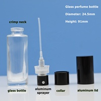 Mini Botella de Perfume de Vidrio Redonda de Lujo Personalizada, Vacía, de 10 ml, con Tapa de Aluminio y Sellado a Presión, para Viaje