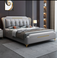 Ensemble de Chambre Italien de Luxe, Lit Double King Moderne avec Grand Rangement