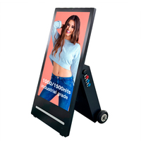 43 "al aire libre digital alimentado por batería pantalla táctil tótem móvil quiosco pantalla