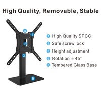 Nueva llegada se adapta a la mayoría de 37 "-75" seguro y estable altura ajustable negro LED TV soporte de suelo