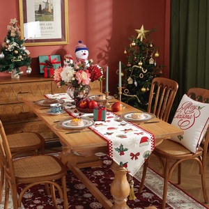 Chemin de <span class=keywords><strong>table</strong></span> tissé jacquard flocon de neige de Noël teint en fil et pompon de chapeau pour couverture de meuble TV seau <span class=keywords><strong>serviette</strong></span> - Product Image 5