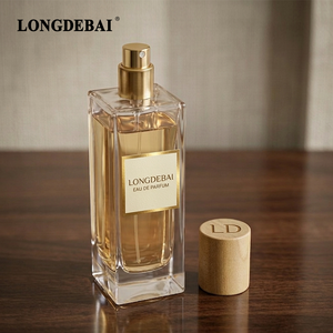 Custom Engrave Brown Wood Cap Glass Perfume <b>Bottle</b> 30ml 50ml 70ml 75ml 100ml Crimp Square Empty Perfume Spray <b>Bottle</b> With Box - Product Image 3