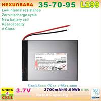 Baterai Li-Ion Ion polimer 2 kabel 3.7V 2700mAh 357095 untuk Tablet PC ponsel L299