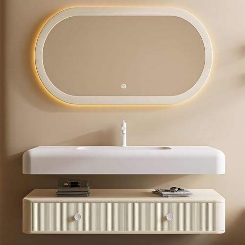 Customized Fashion Premium 48-inch Floor-standing Hotel-style Double-drawer Fluted Bathroom Vanity Set with Artistic Basin