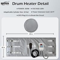 Chauffe-tambour gris 55 gallons, thermostat réglable, portable, 1500W, 120V, chauffage par enveloppe isolée à montage au sol pour fûts industriels