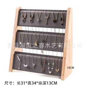 Grand présentoir incliné à trois rangées pour bracelets, support pour colliers et pendentifs, présentoir à bijoux à trois niveaux, accessoire de présentation de bijoux pour vitrine - Product Image 4