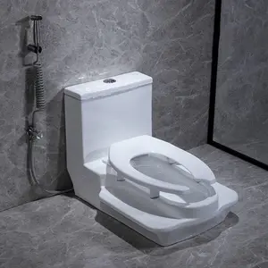 プラットフォームスクワットパンアジアベストセラーバスルームビッグタンクセラミックスクワットトイレ独自の洗浄システム付き