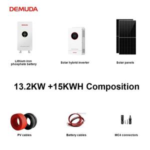 ระบบพลังงานแสงอาทิตย์แบบไฮบริด DEMUDA13.2KW 15KWH สำหรับบ้านแบบออฟกริด ชุดอุปกรณ์ครบชุดพร้อมแบตเตอรี่สำหรับบ้านพักอาศัย - Product Image 2