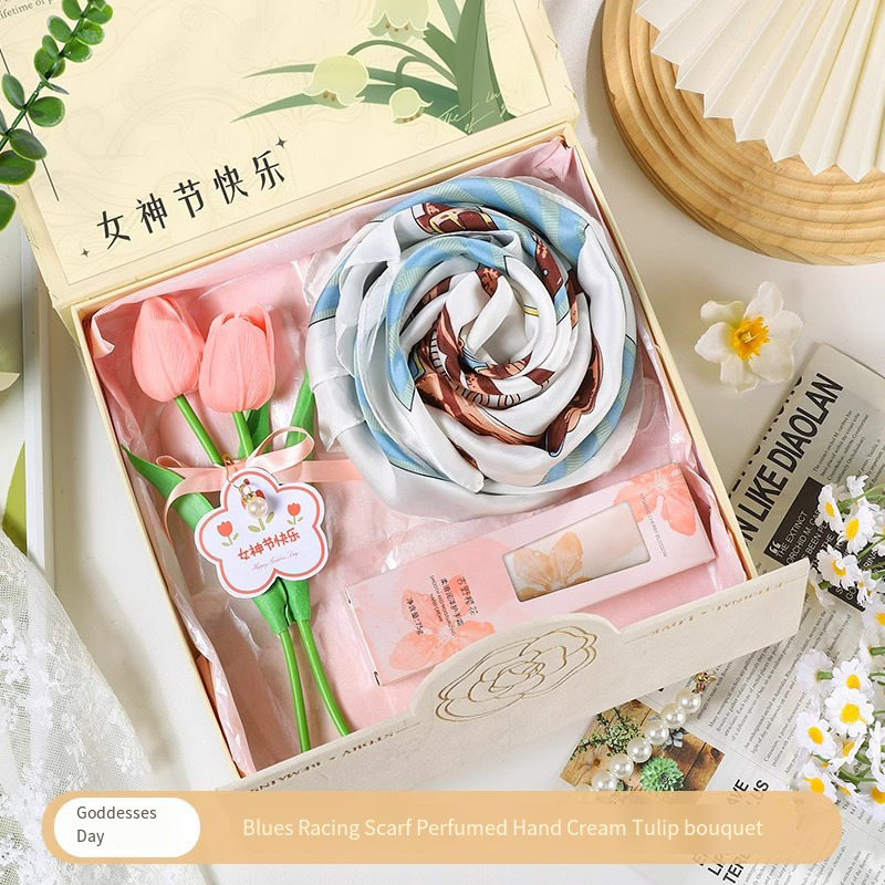 SKU-06 Blues Racing Scarf + Hand Cream + Tulip