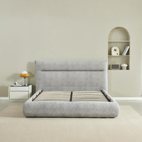 Lit de rangement rembourré moderne avec design luxueux en tissu, écologique, durable, mobilier de chambre contemporain