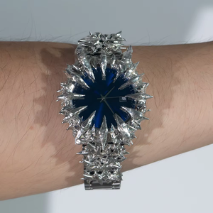 ساعة لحام القوطية ذات الطلب المخصص ، ساعة من الفولاذ المقاوم للصدأ ، مرمر القوطي ، ساعة كوارتز مسننة مصنوعة يدويًا للرجال - Product Image 5