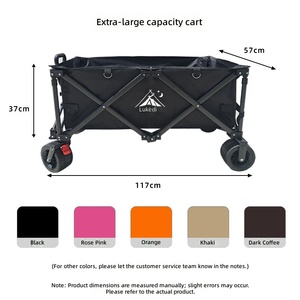Carrito Plegable con Ruedas, Carrito de Picnic y <span class=keywords><strong>Camping</strong></span>, Carrito Portátil con Ruedas Todoterreno de Acero de Alto Carbono para Venta Ambulante - Product Image 3