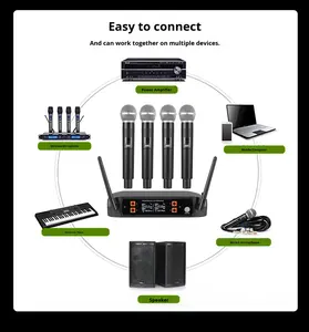 Microphone sans fil pour karaoké à domicile, chant en plein air, télévision, karaoké, conférence, performance, microphone K4 30Hz-15kHz - Product Image 4