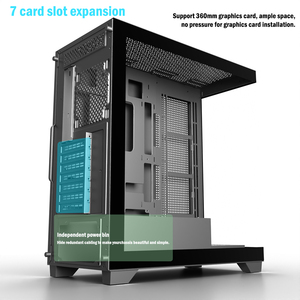 Logotipo personalizado Panel lateral de vidrio templado doble Torre media ARGB Ventiladores de iluminación LED Material de aleación de aluminio ATX Gaming <span class=keywords><strong>Case</strong></span> PC en stock - Product Image 4