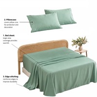 Parure de lit de luxe en coton égyptien 80S, 3 pièces, satiné haute densité, drap blanc, taie d'oreiller, linge de lit hôtelier haut de gamme OEM/ODM