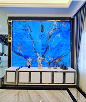 Plan de travail de cuisine en marbre onyx bleu naturel, dalle de marbre onyx bleu ciel clair pour la décoration intérieure