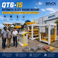 Machine automatique de fabrication de blocs creux en ciment à base de cendres volantes QT6-15 avec pompe PLC et moteur hydraulique, facile à utiliser, marque BRK