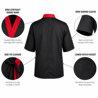 Veste de chef japonaise style kimono, uniforme de chef de sushi, manches courtes, fermeture à nouer sur le devant, vêtements de travail pour restaurant Izakaya Ramen