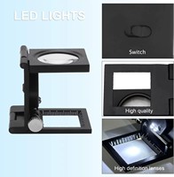 10X Pocket Jeweler Loupe Magnifier with LED Light & Scale for Jewelry Repair Textile & Coin Inspection