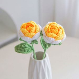 Flores de Rosa Acrílicas Económicas al por Mayor, Hechas a Mano, Tejidas a Crochet, Decoración Artificial para el Día de San Valentín y Navidad - Product Image 4