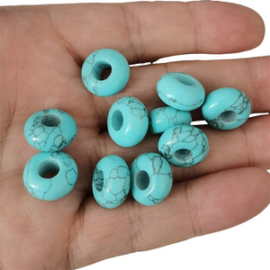 Prodotti di Tendenza: Perle di Turchese Naturale 30x16mm con Foro Grande, Charm Rotondo in Pietra Preziosa per Accessori di Gioielleria Fai-da-Te - Product Image 6