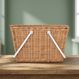 Eco-friendly Vintage Style <b>Weaving</b> Rattan Picnic <b>Basket</b> For Easter Decorations, Storage Containers, Foldable Laundry <b>Basket</b> - Product Image 1