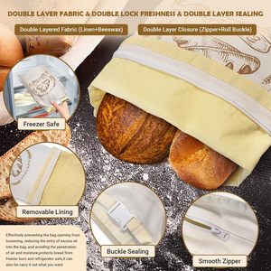 Reusable Cotton Large Airtight Sourdough <b>Bread</b> <b>Bags</b> to Keep Fresh Beeswax <b>Bread</b> <b>Bags</b> for Homemade Sourdough - Product Image 4