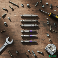Lot de 6 extracteurs de vis double-embout en acier rapide – Outil professionnel pour vis et boulons endommagés, finition oxyde noir