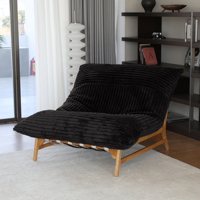 Fauteuil inclinable de salon ATUNUS, style nordique minimaliste, en velours côtelé doux, compressé sous vide, noir