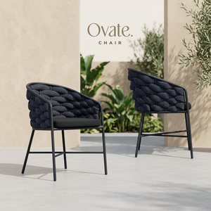 Black Modern Outdoor Garden Chair Rope Woven Foam-Filled Cushioned Rocking Patio <b>Armchair</b> for Balcony <b>Dining</b> - Product Image 2