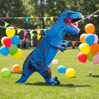 Costume gonflable bleu de T-Rex pour adulte, convient aux personnes de 1,5 à 2 m. Idéal pour Noël, le cosplay, les fêtes, les spectacles sur scène et les bals masqués