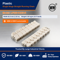 Chaîne de levage LF820-K325-R avec rouleaux, chaîne de convoyeur en plastique, chaîne plate en plastique pour ligne de convoyage de fruits de mer et ligne de stérilisation