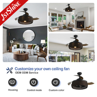 Ventilateur de plafond rétractable 1stshine à 3 pales invisibles, rétro, compatible Alexa et Google, contrôle intelligent par application, qualité professionnelle, 6 vitesses