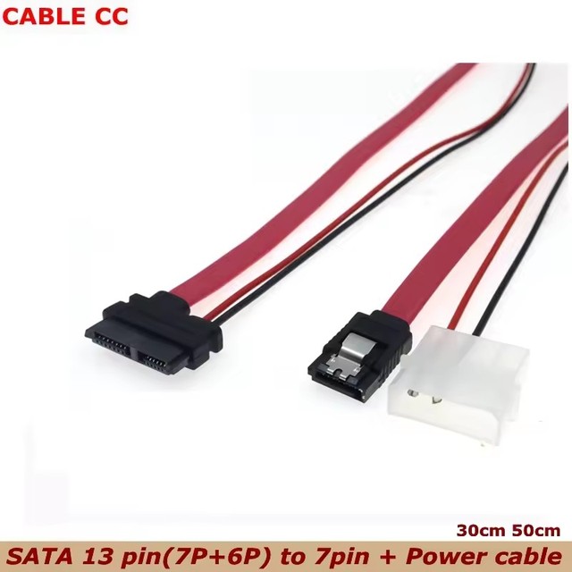 Best Quality 30cm 50cm SATA Power Cables to Molex Slim SATA 13 pin(7P+6P) to 7pin + Power cable for SATA Slimline port