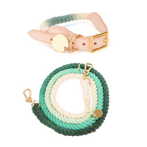 SinSky Conjunto de Correa de Collar de Mascota Personalizado Cuerda de Arcoíris Cuerda de Algodón Trenzada Correa y Collar de Perro de Cuero Suave Ajustable - Product Image 4