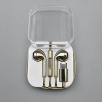 Auricolari Stereo Cablati Type C Dorati Metallizzati con Microfono e Controllo Musica per Dispositivi iPhone 18 e Samsung