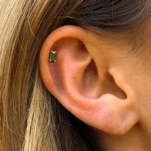 Ensemble de boucles d'oreilles clous en argent sterling S925 avec petit émeraude carrée - Product Image 5