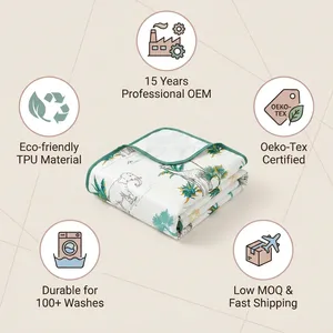 Cambiador Impermeable para Bebé 70x50cm, Protector de Colchón de Cuna Lavable de Algodón, Tapete para Pañales, Portátil para Viaje, OEKO-TEX, OEM - Product Image 4
