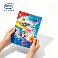 Sachet d'emballage métallisé à trois soudures pour poudre détergente et gel lessive, impression hélio pour lessive