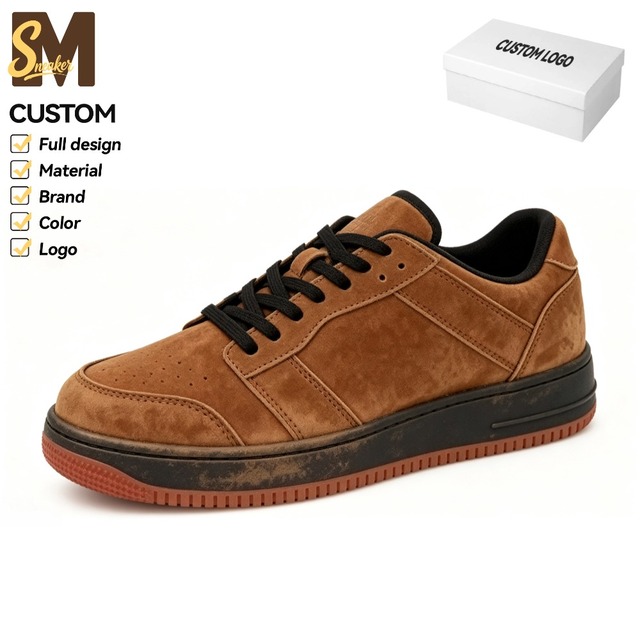 Vintage Brown Skate Sneakers Unisex Distressed Low Top Casual Shoes Retro Style Non-slip Platform Footwear Spring Summer Winter