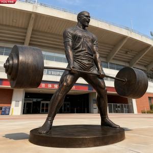 Sculpture YOUFINE grandeur nature de musculation en bronze avec haltères pour l'art public moderne et créatif - Product Image 1