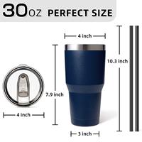 Gobelet isotherme sous vide en acier inoxydable de 30 oz pour voiture avec paille – Garde au froid/au chaud 6 à 12 heures – Tasse à bière à boire directement