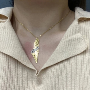 Collar <span class=keywords><strong>de</strong></span> Acero Inoxidable con <span class=keywords><strong>Mapa</strong></span> <span class=keywords><strong>de</strong></span> Palestina, Caligrafía Islámica Árabe con Circones, Joyería <span class=keywords><strong>de</strong></span> Moda, Venta al Por Mayor, Nuevo - Product Image 3