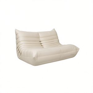 Divano Letto Moderno Monoposto in Pelle PU Crema/Caffè, Imbottitura in Schiuma, Convertibile Senza Braccioli, Cuscino Schienale, Arredamento Soggiorno - Product Image 1